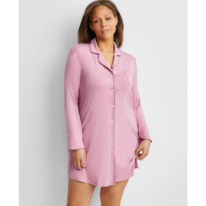 State of Day Medium Purple Button-Down Super Soft Long-Sleeved Sleepshirt NWT